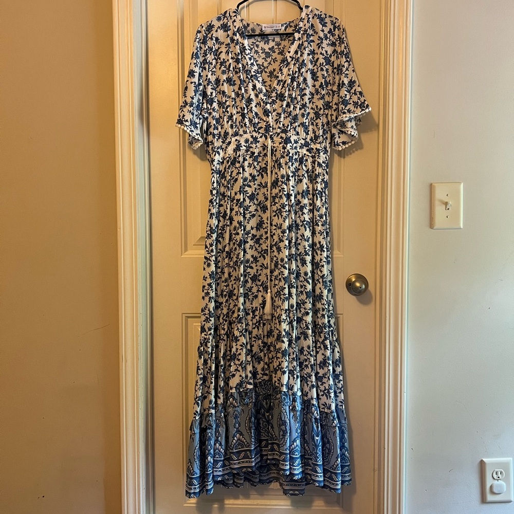 Floral Blue and White Dress